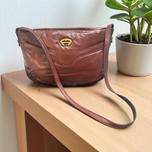 VTG Etienne Aigner Purse Oxblood Leather Brass Logo 90s Shoulder Bag Germany